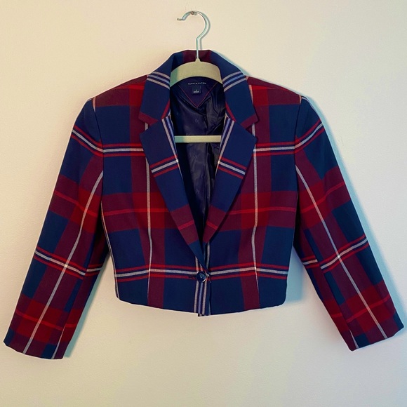 CUSTOM Tommy Hilfiger Red Blue Blazer | Size 4 - Picture 1 of 3